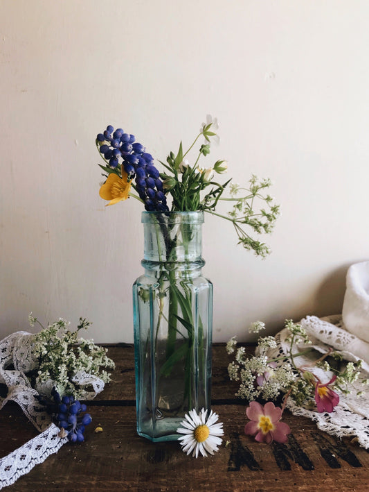 Vintage Early 19th Century Large Apothecary Blue Bottle - Stone & Sage 