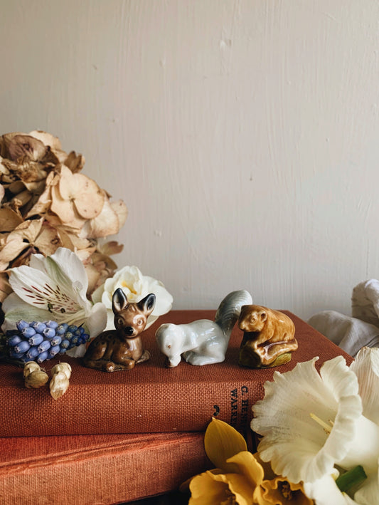 A Set of Three Vintage Wade Ceramic Woodland Animals
