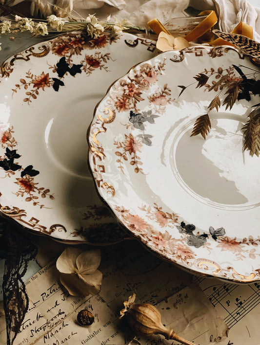 Antique Hand~engraved Floral Gilt Plate (two available sold separately)