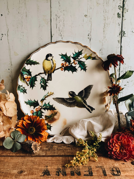 Antique Holly & Birds Ironstone Plate ~ S&S