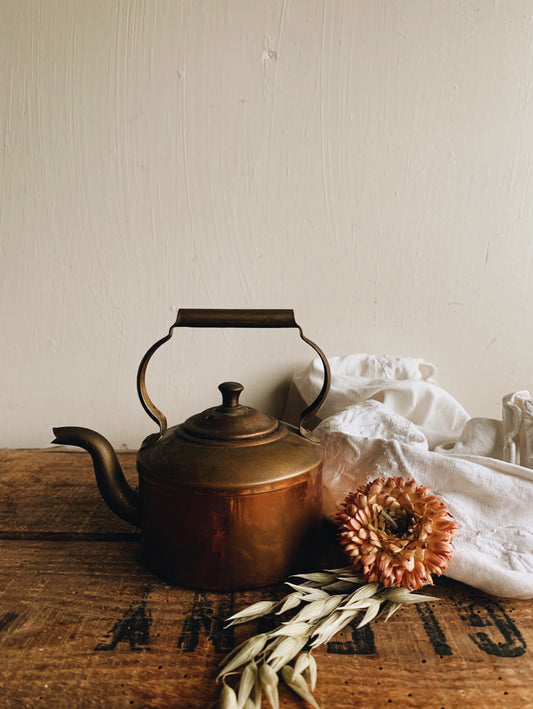 Antique Brass & Copper Teapot