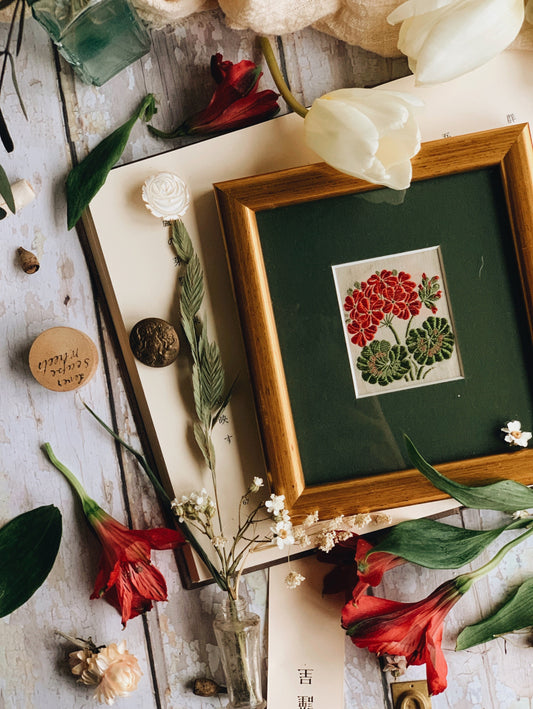 Antique Early 1900’s Silk Flower Artwork