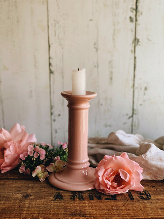 Vintage Pink Ceramic Candle Stick