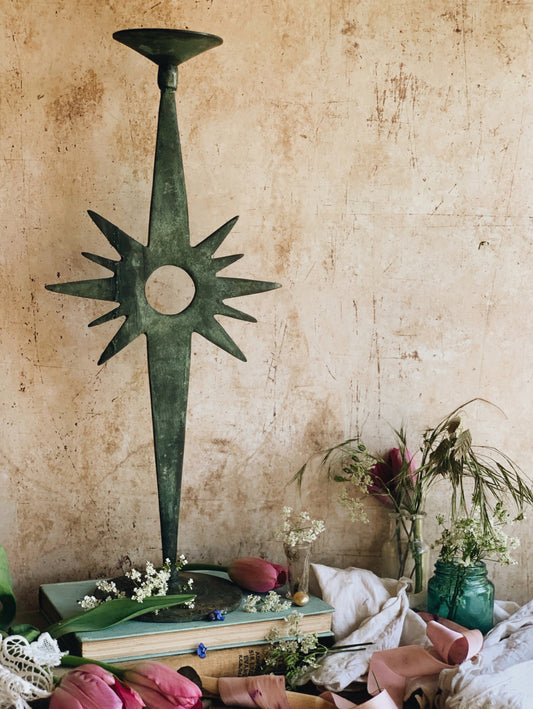 Large Rustic Patina Star Candle Holder (UK shipping only)