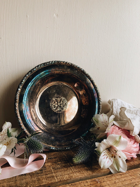 Antique Pinder & Bro’s Silver Floral Etched Dish
