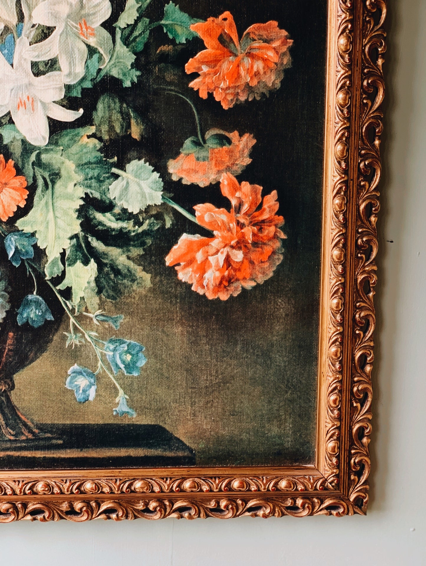 Large Vintage Floral Canvas Artwork (giclees) Framed (UK SHIPPING ONLY)
