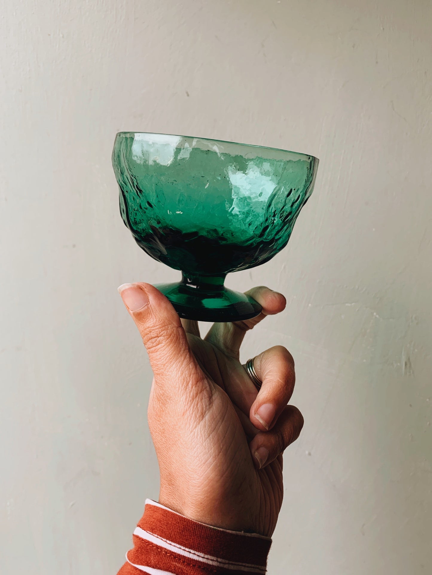 Four Vintage Green Relief Glasses