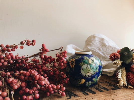 Vintage Miniature Floral Ginger Jar