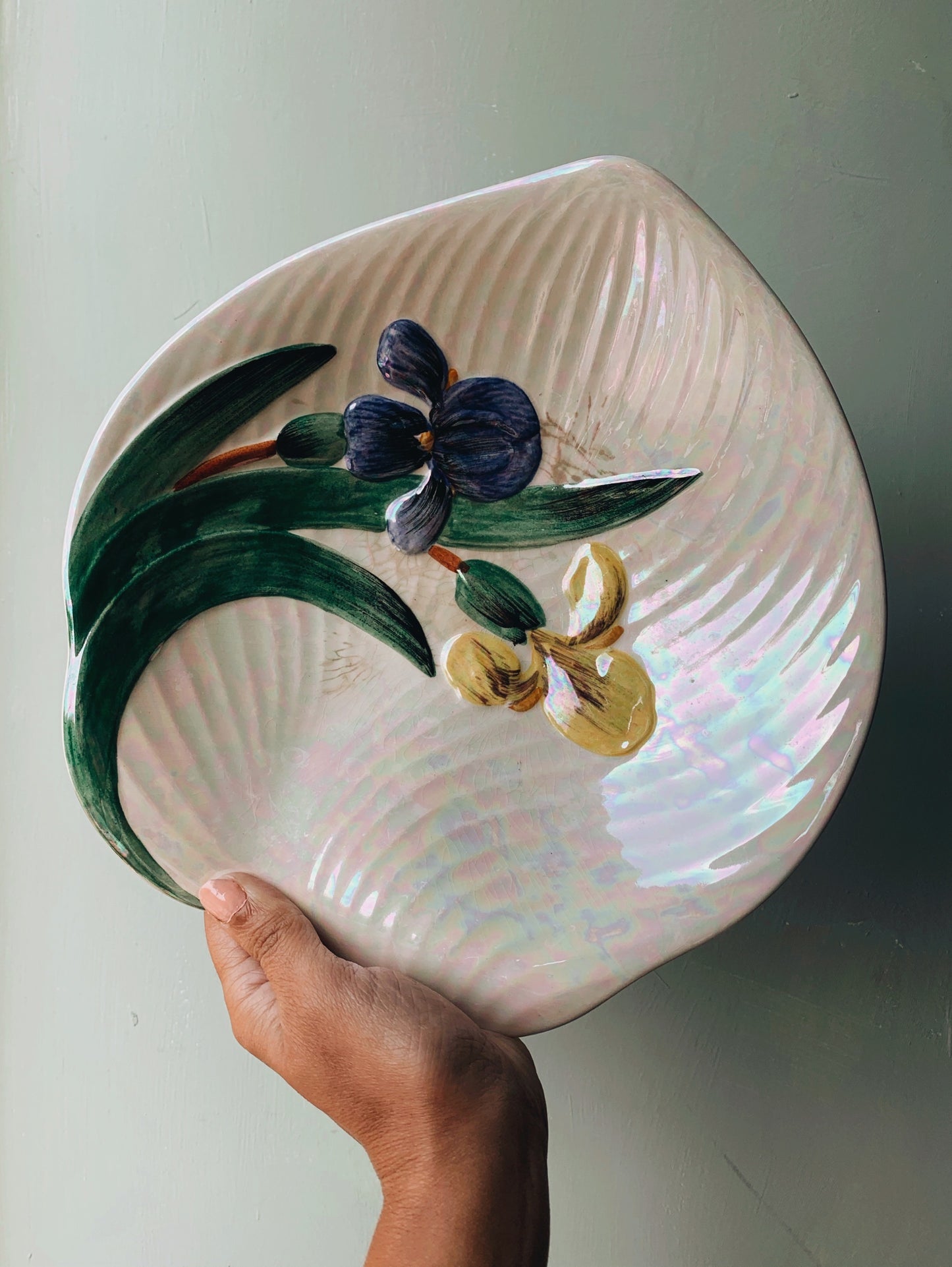 Vintage Floral Shorter & Sons Iridescent Bowl