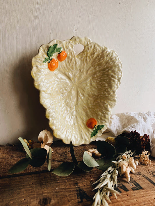 Vintage Yellow Oranges Relief Dish
