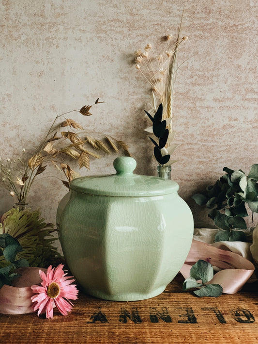 Vintage Green Pot with Lid