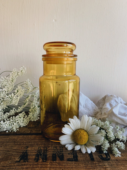 Large Retro Yellow Glass Jar