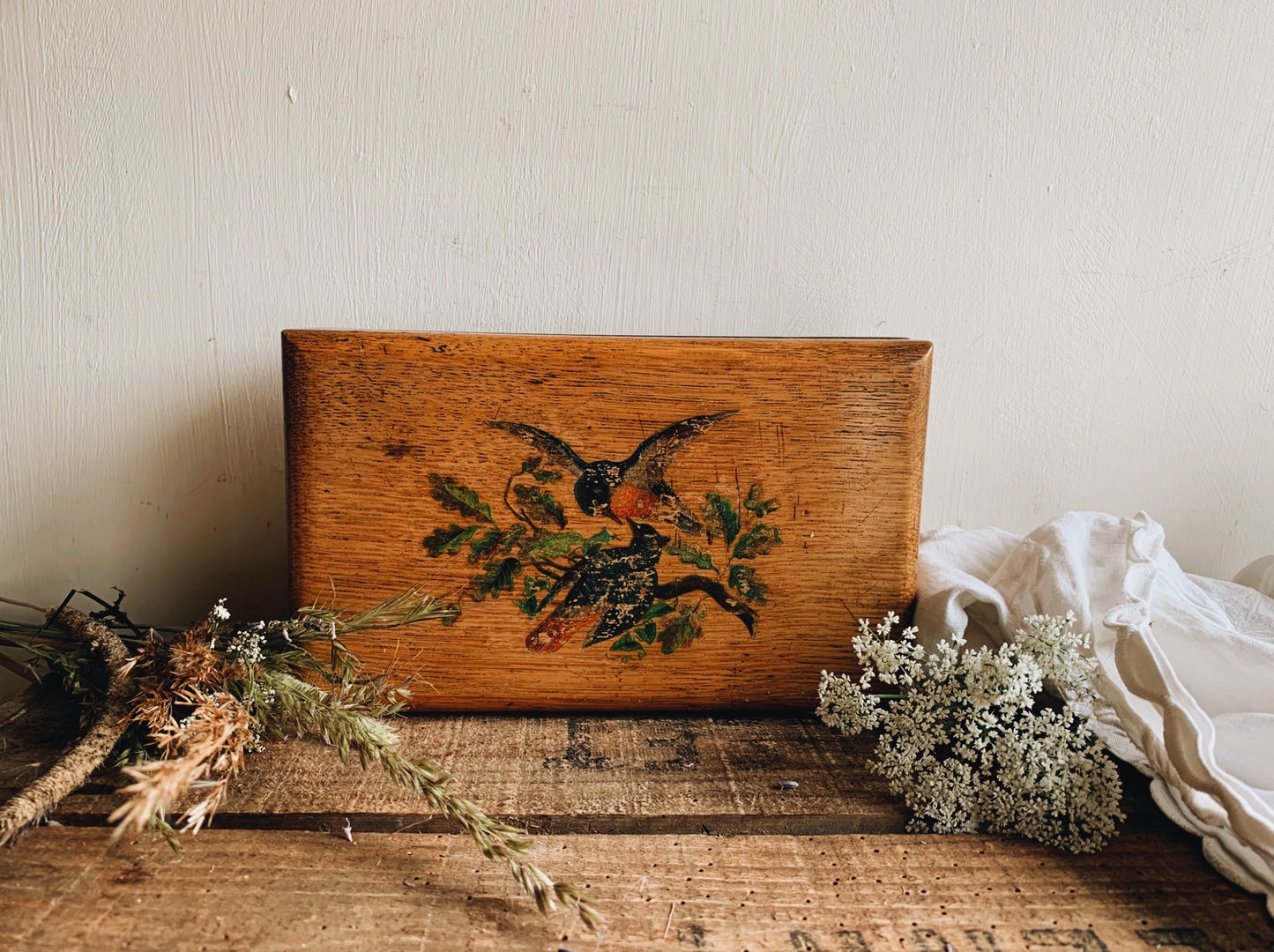 Antique Birds Wooden Box