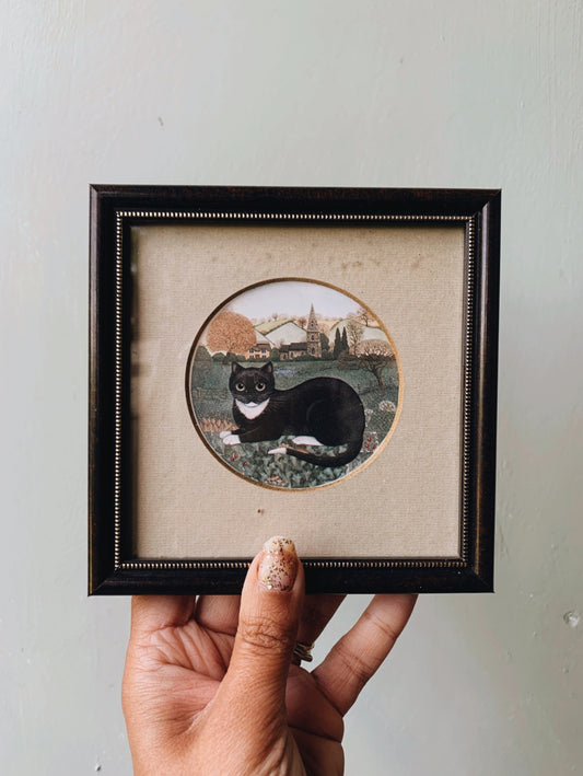 Vintage Sharon Jervis Cat Print Framed