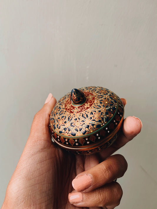 Vintage Hand-painted Thai Ceramic Pot with Lid