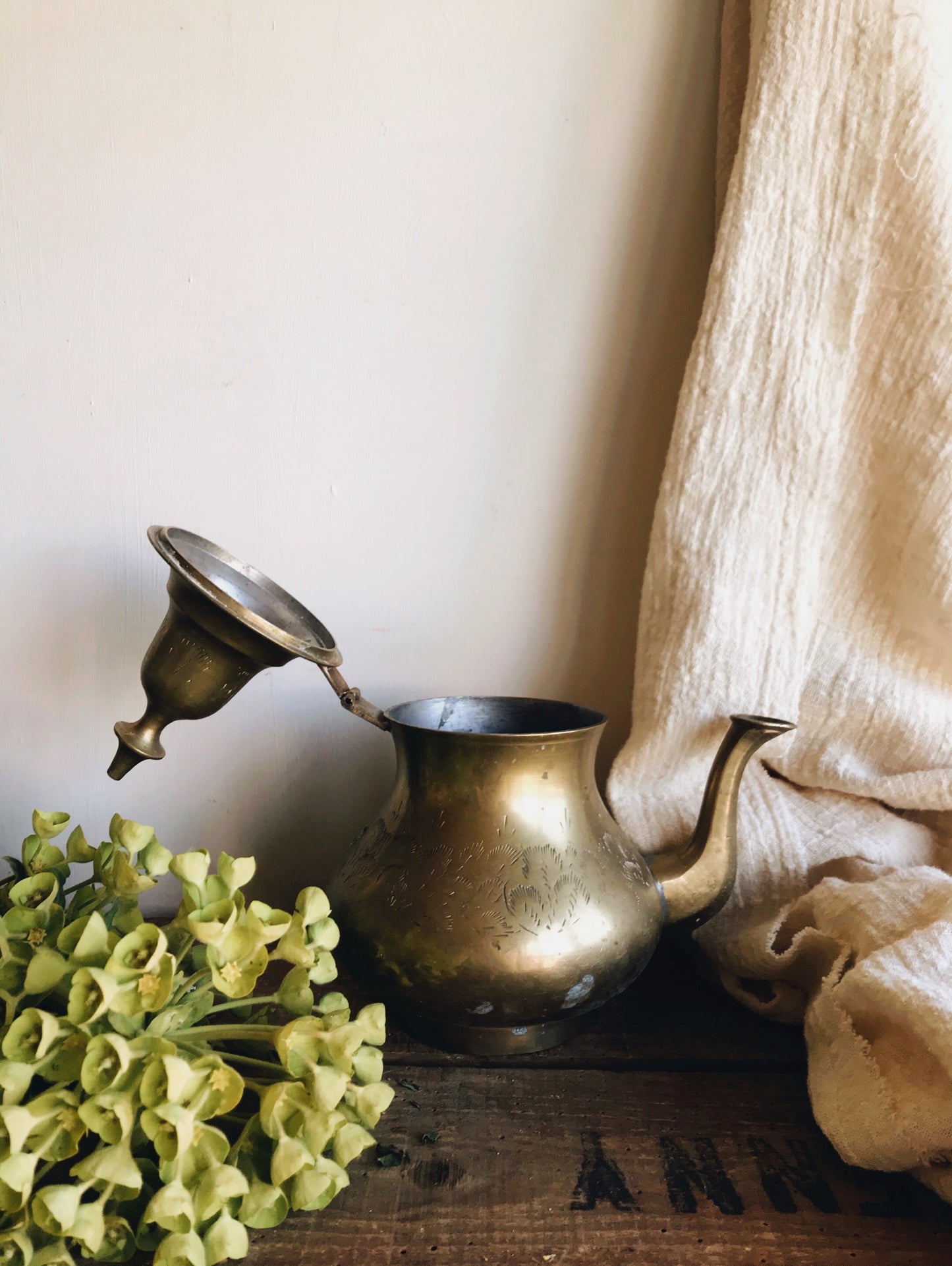 Vintage Brass Teapot (no handle) - Stone & Sage 