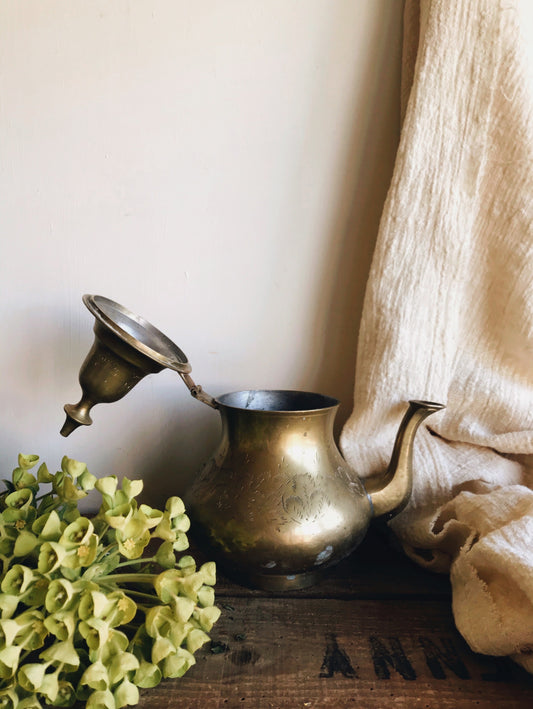 Vintage Brass Teapot (no handle) - Stone & Sage 