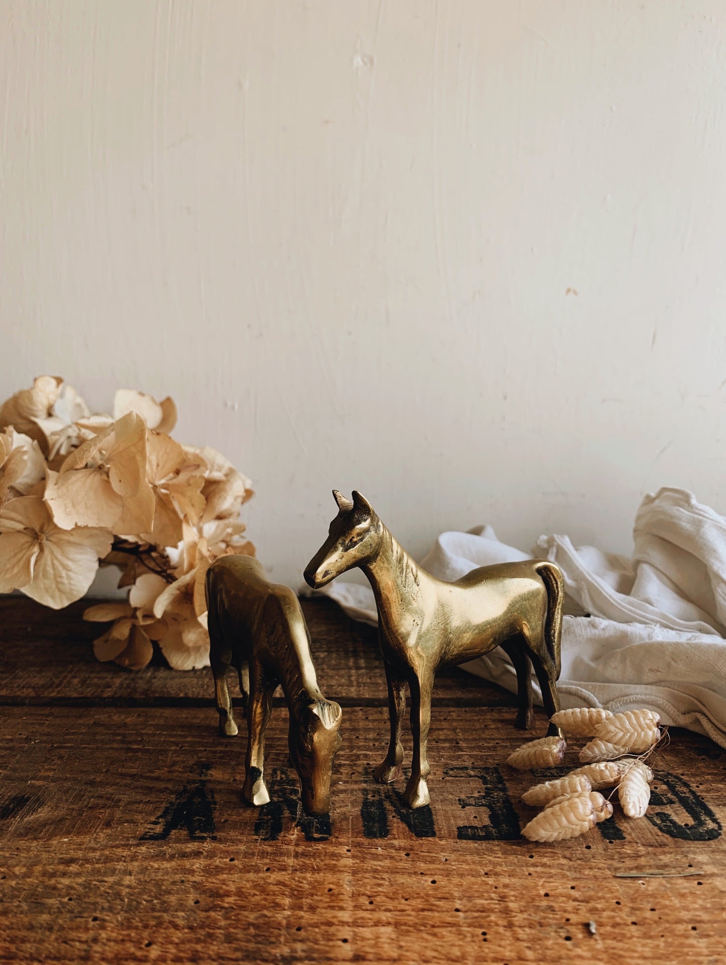 A Pair of Vintage Brass Horses