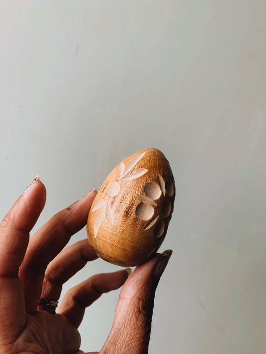 Vintage Hand-carved Wooden Egg