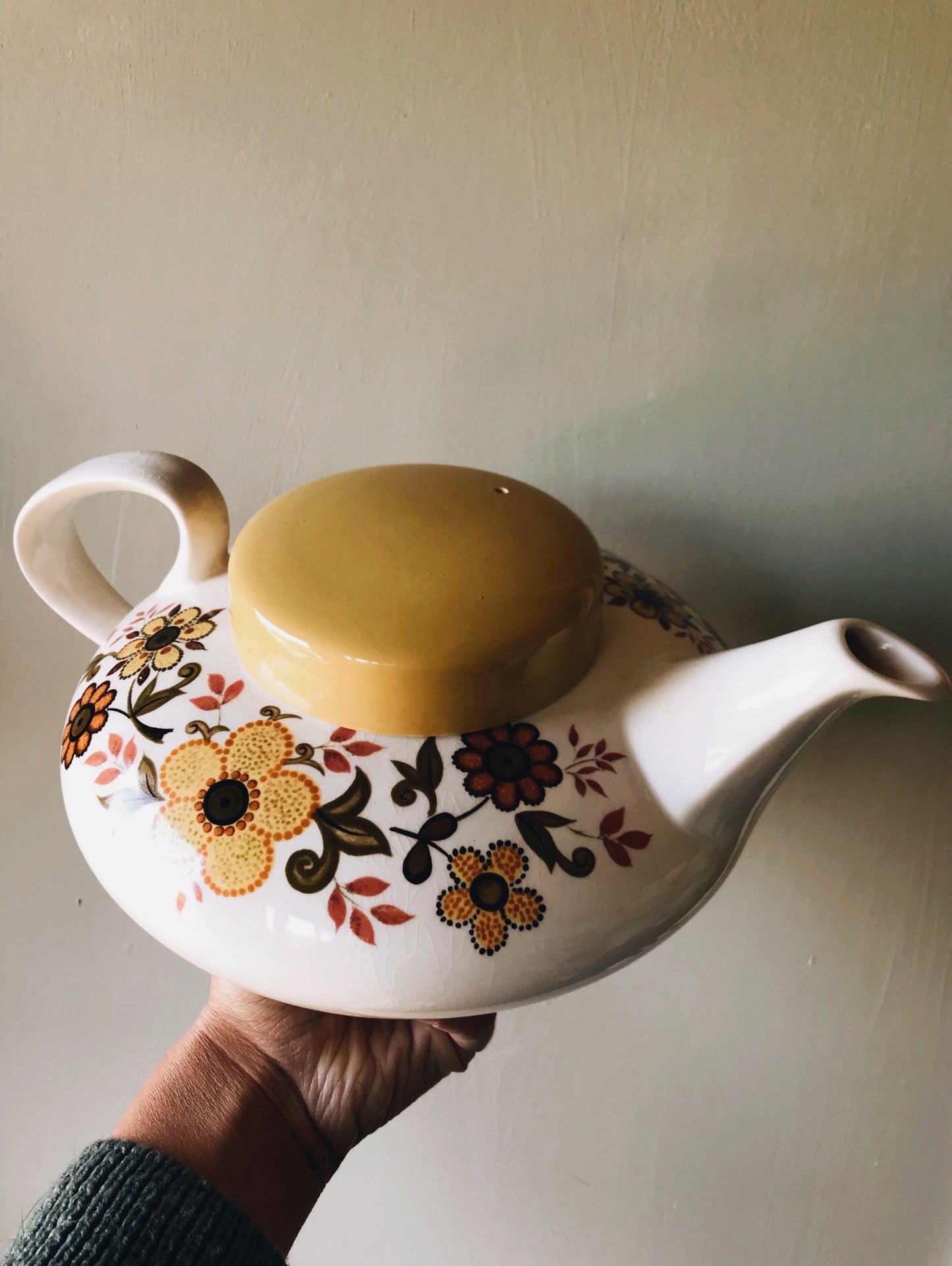 Large Vintage Ridgway Floral Teapot