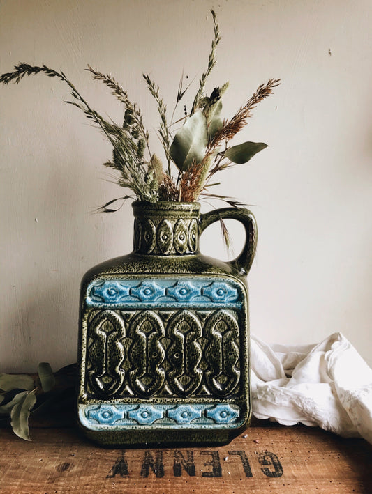 Vintage Green Decorative Kensington Stoneware  ~ Large Vase