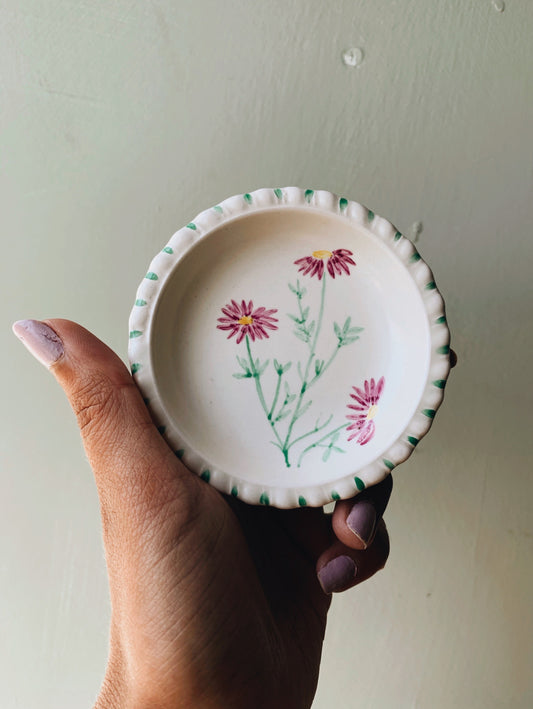 Rustic Hand~painted Floral Trinket Dish