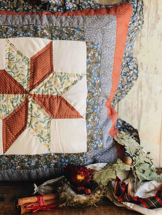 Handmade Patchwork Folksy Festive Pillow (UK SHIPPING ONLY)