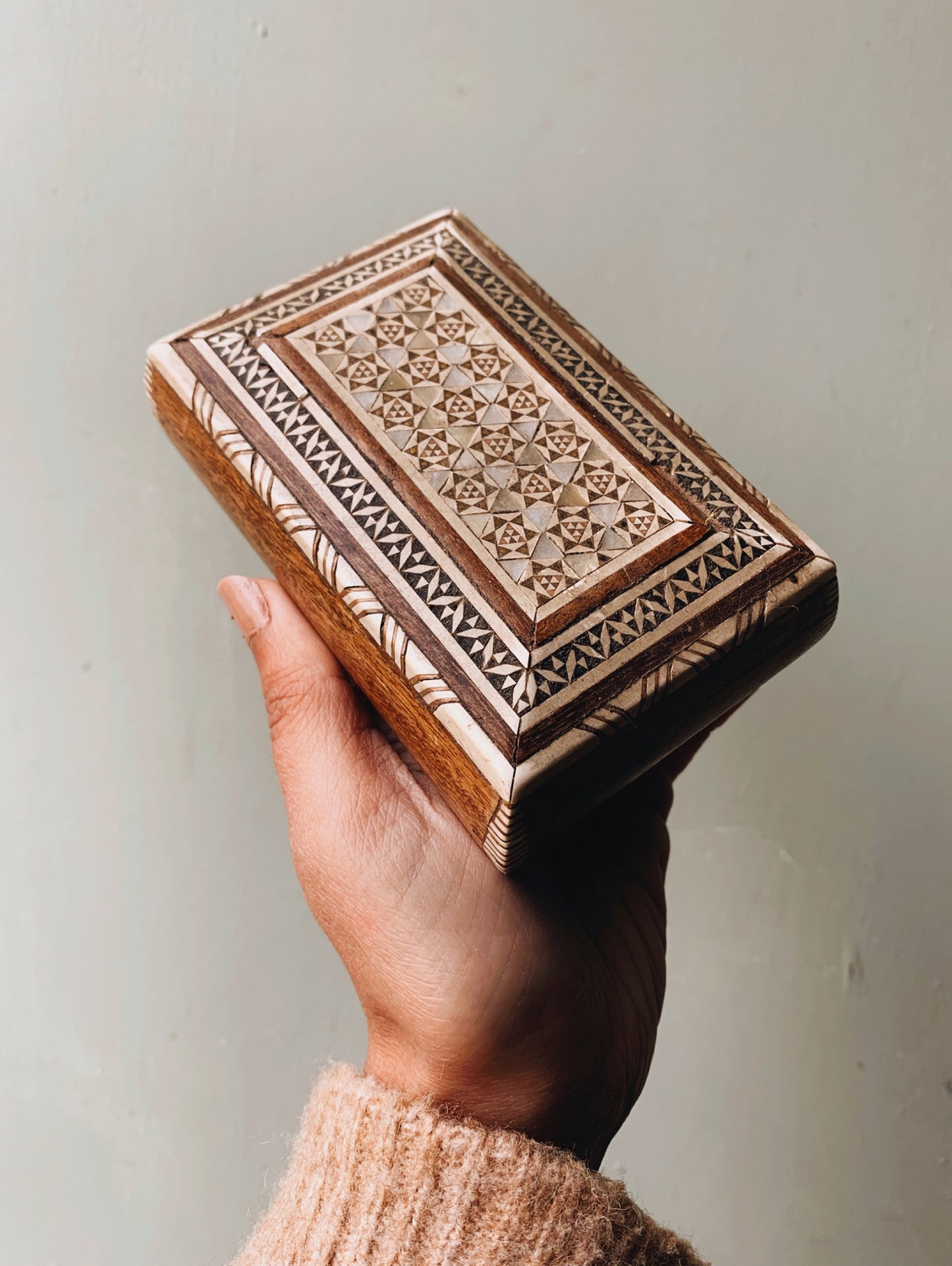 Vintage Mother of Pearl Wooden Box