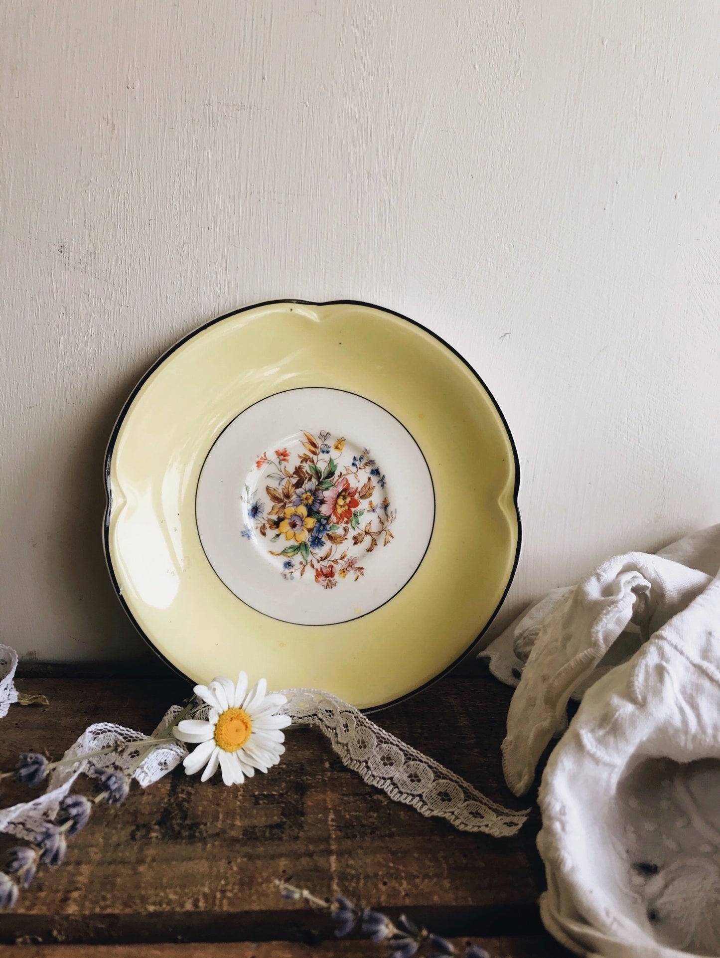 Vintage Yellow Floral Johnson’s Plate