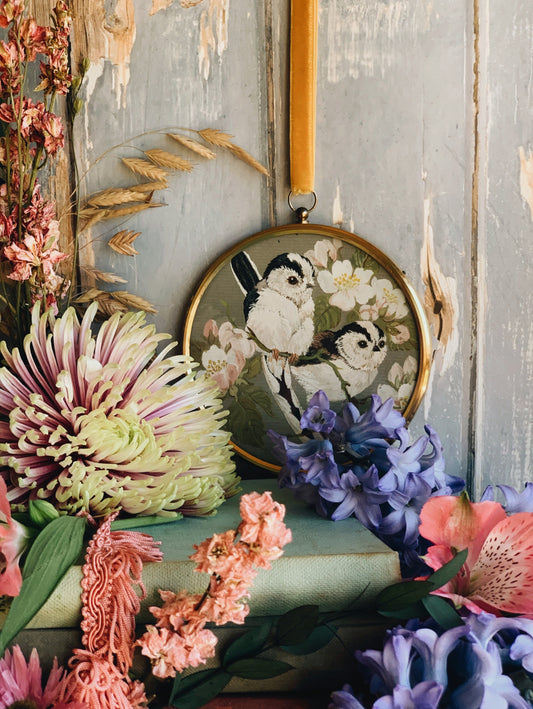 Vintage Bird & Blossom Print Framed