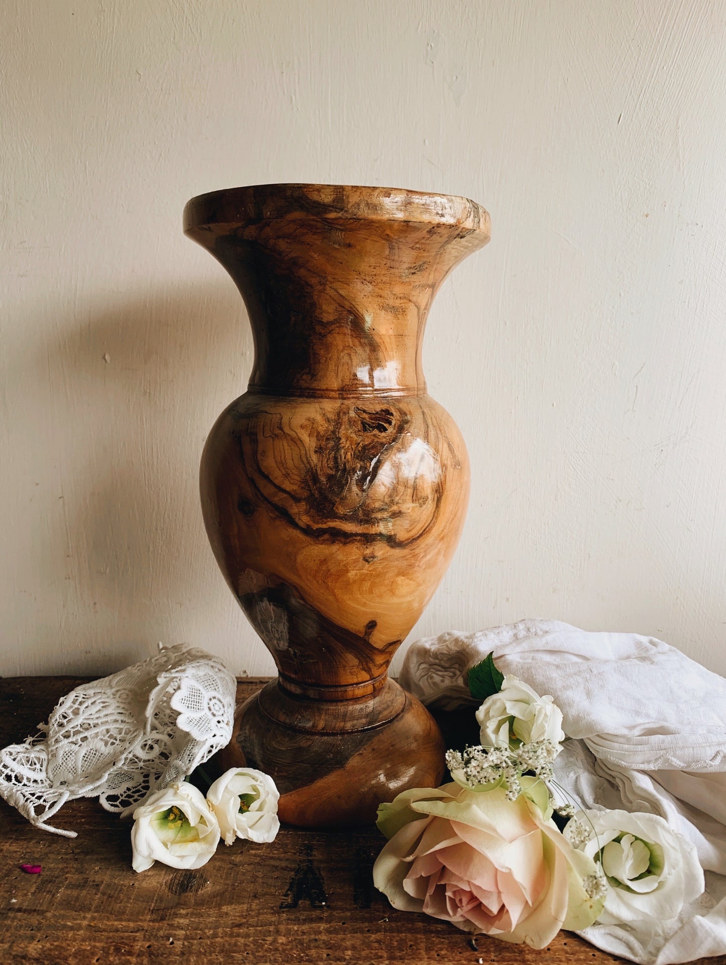 Large Vintage Wooden Vase