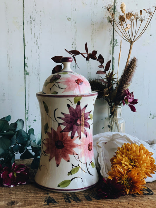 Rustic Portugueses Hand~painted Botanica Pot with Lid