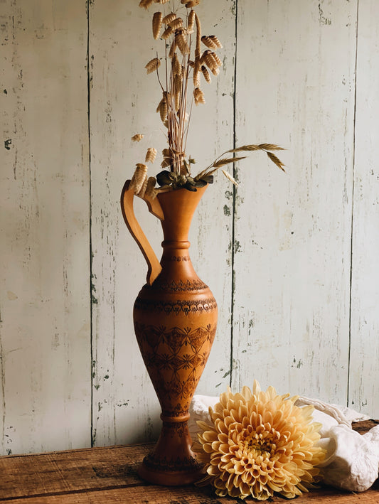 Large Vintage Wooden Decorative Jug (vase)