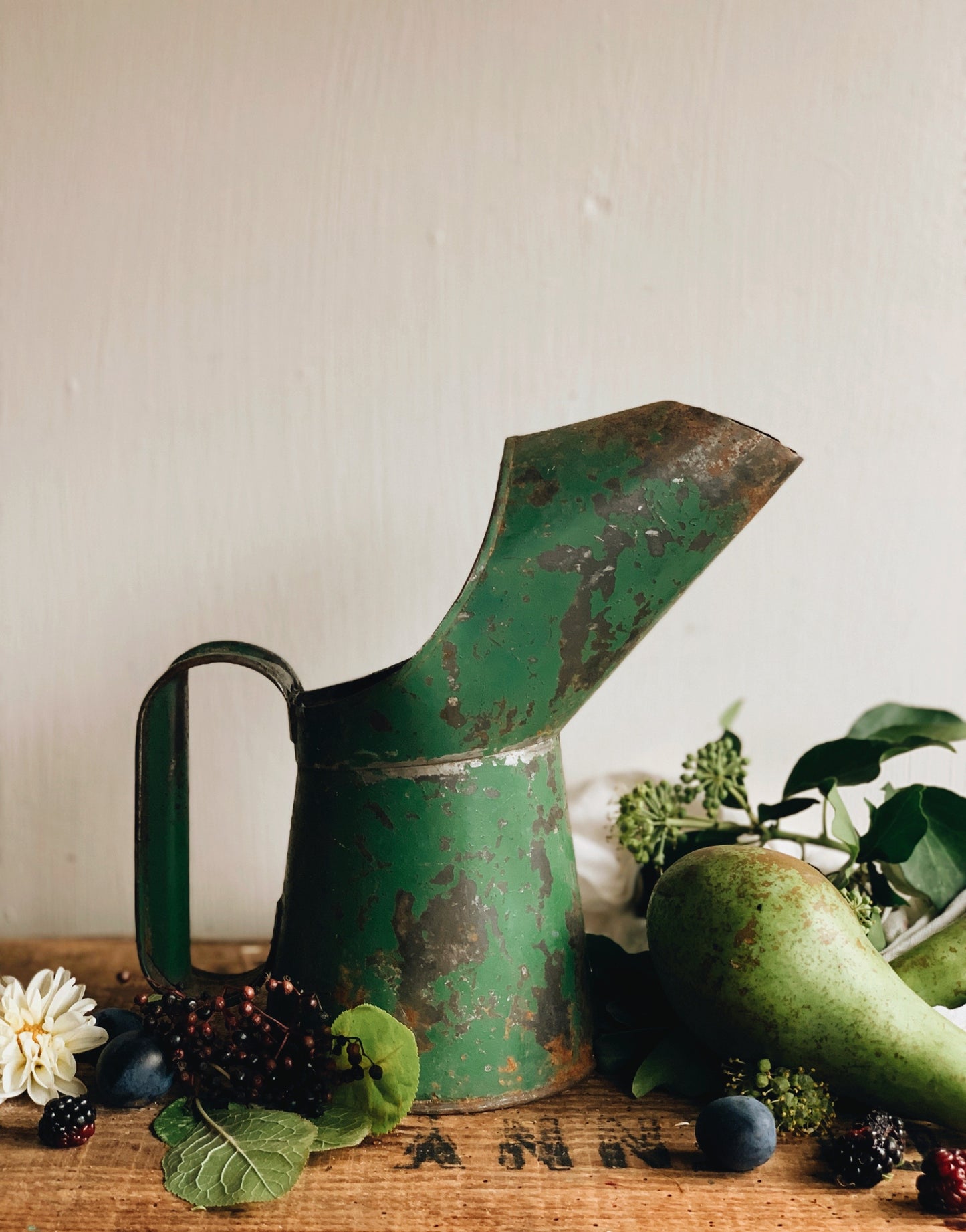 Antique Green Patina Oil Jug