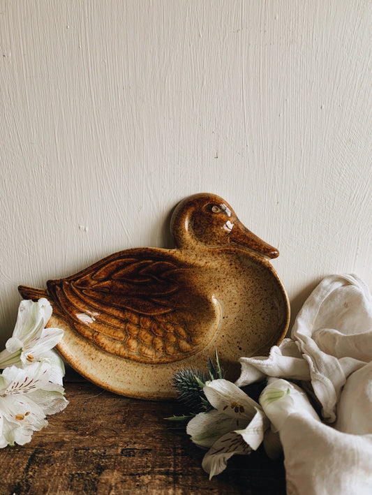 Rustic Speckle Ceramic Duck Dish