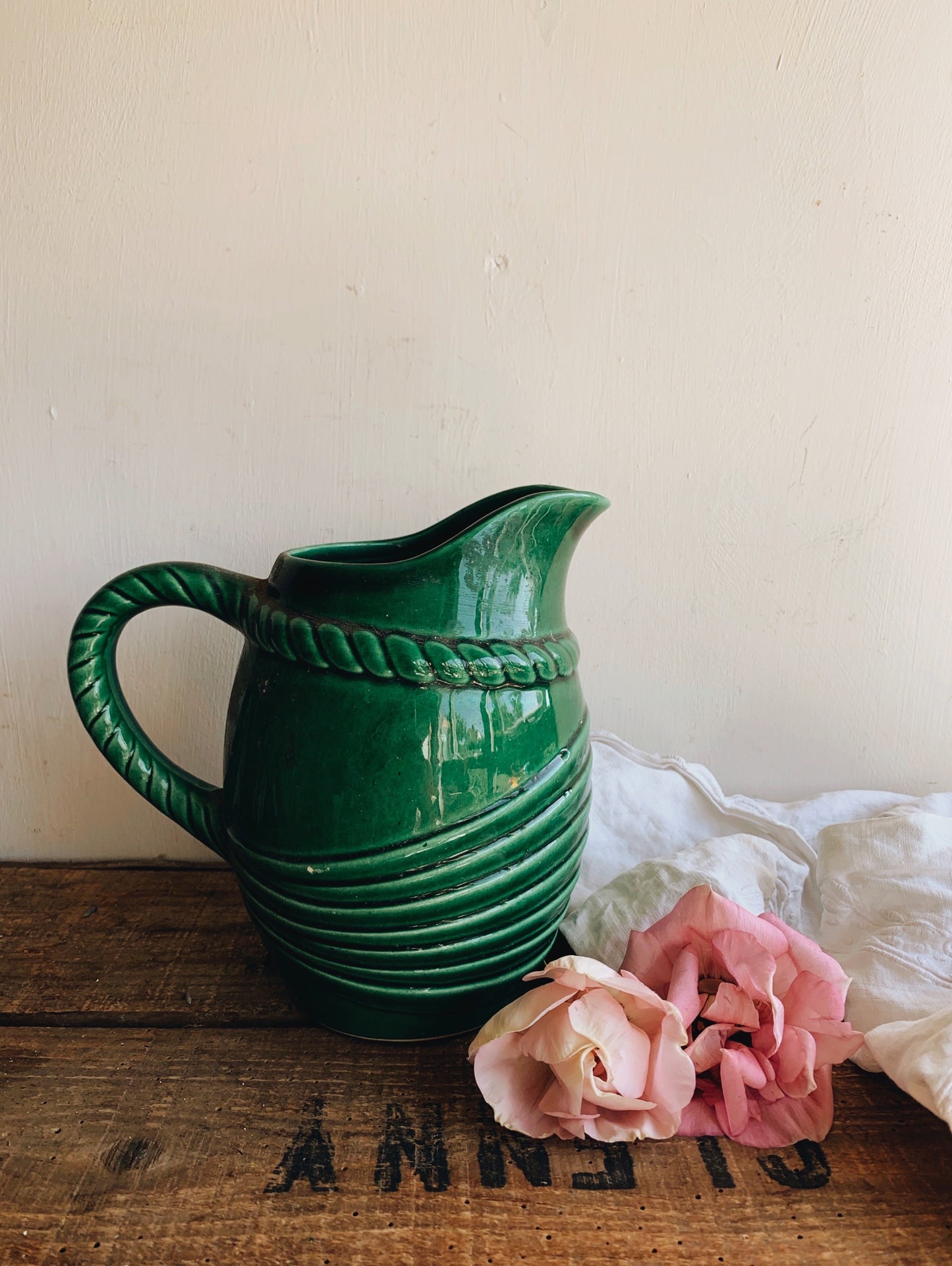 Vintage French Green Jug / Vase