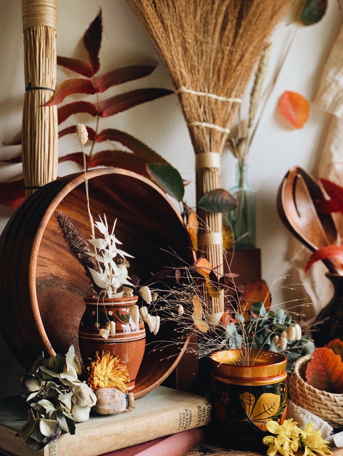 Large Rustic Wooden Bowl with Spoon & Fork (UK SHIPPING ONLY)
