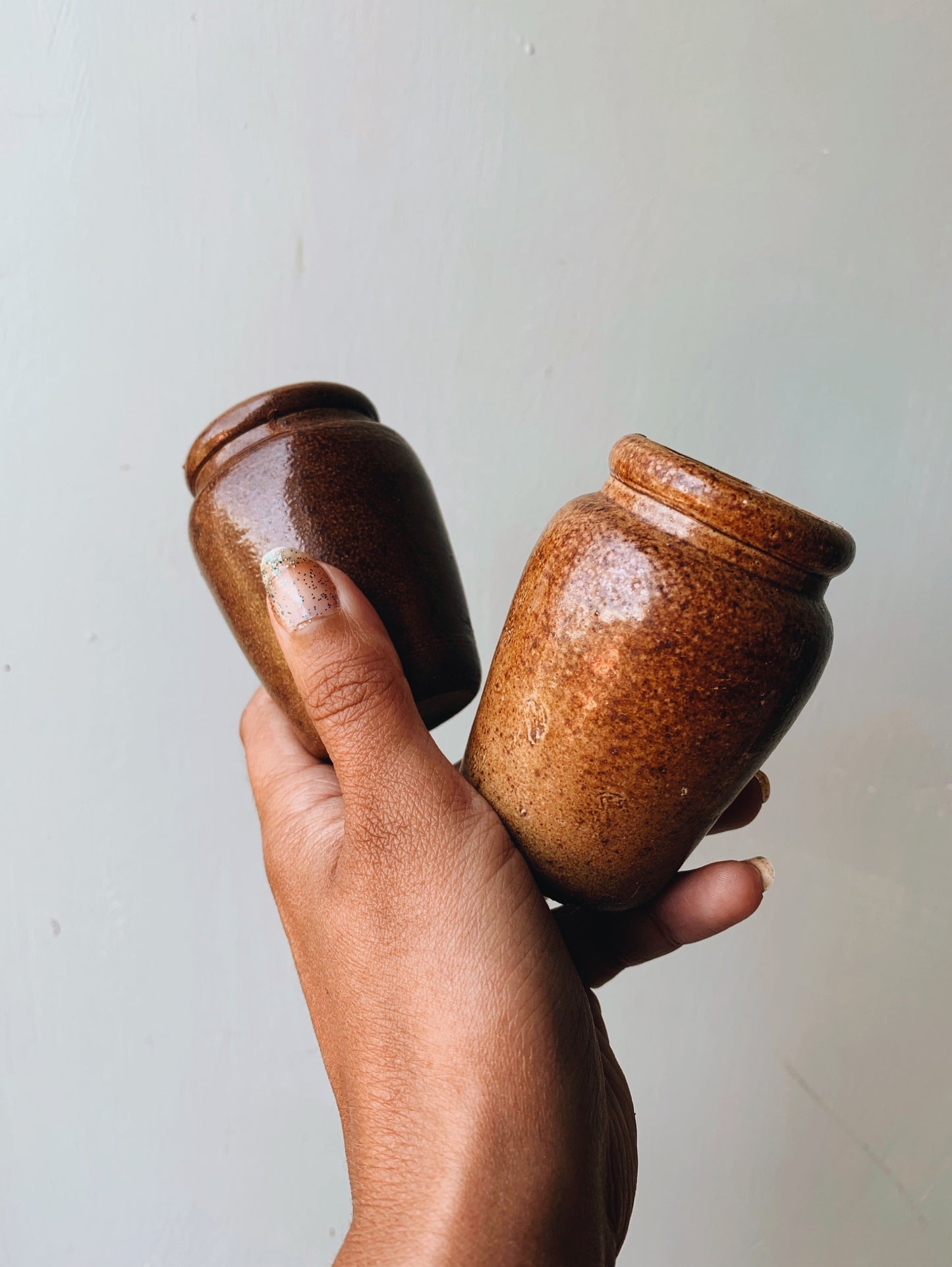 Two Vintage Salt Glazed Ink~pots