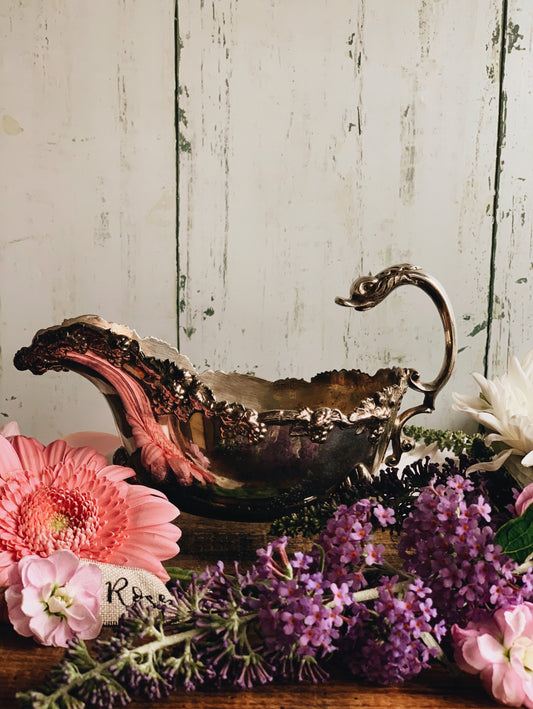 Antique Silver Swan Detailing Sauce Boat
