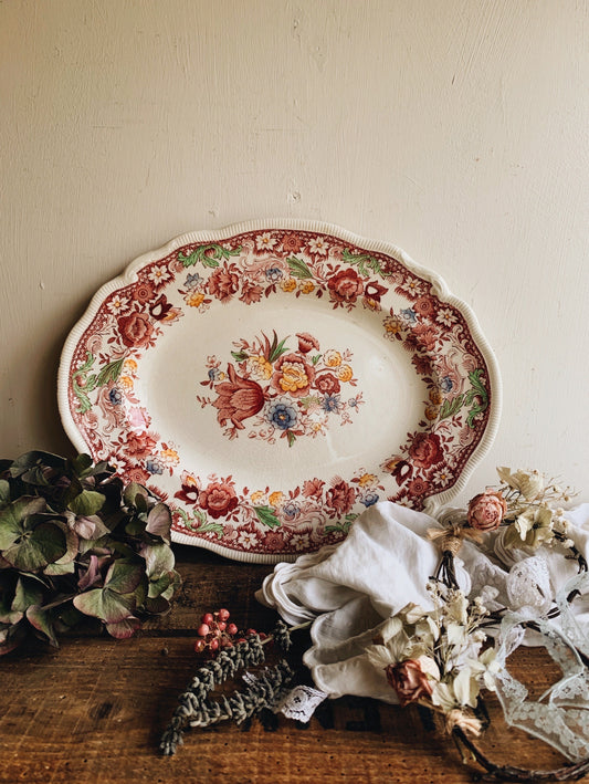 Vintage Pink Floral Johnson & Bro’s Serving Dish