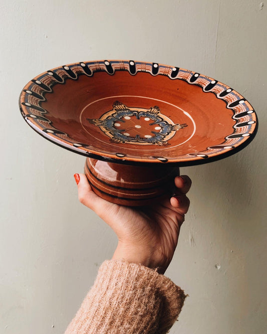 Vintage Decorative Terracotta Stand Dish (platter) UK SHIPPING ONLY