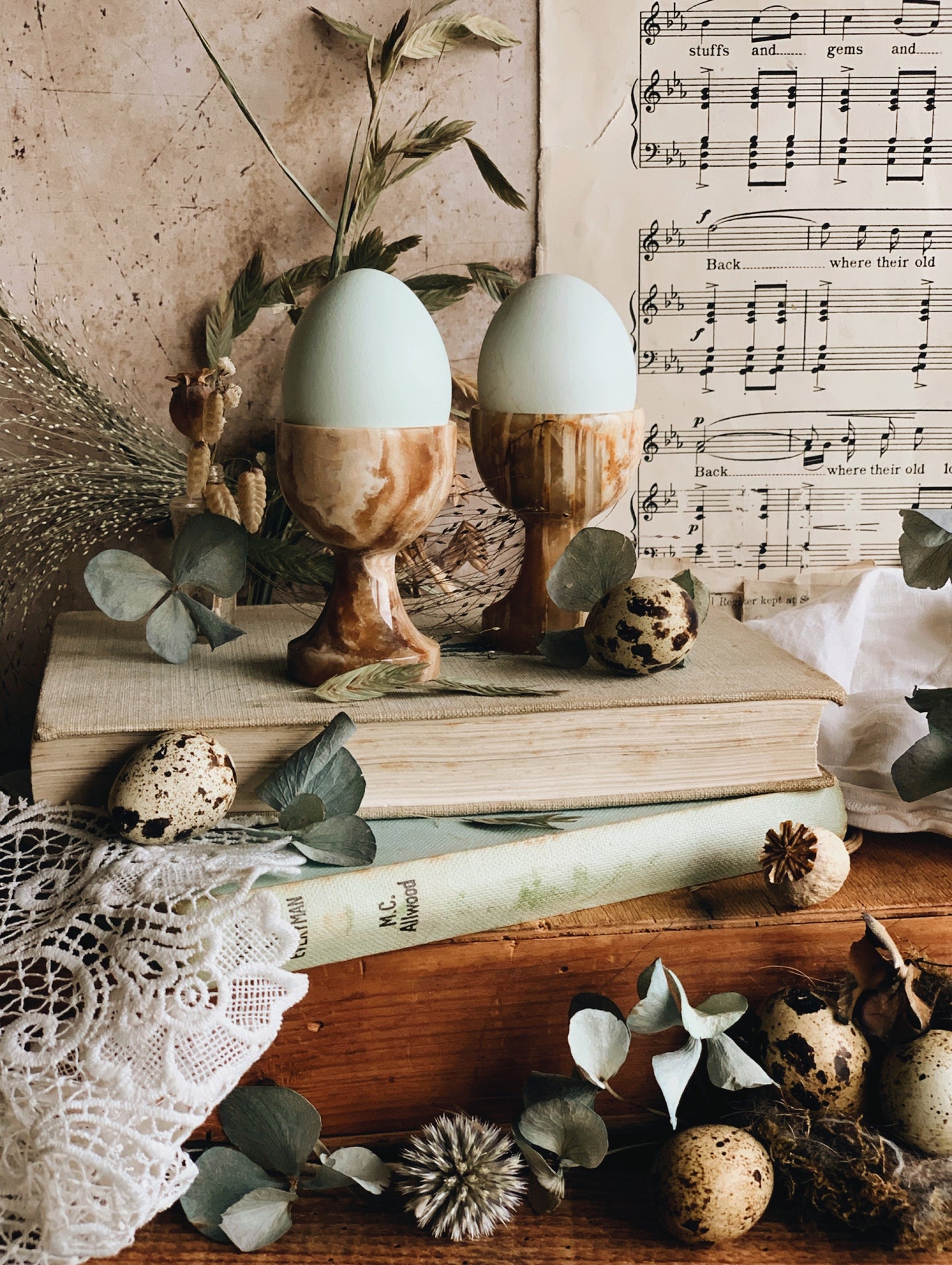 Two Antique Onyx Marble Egg Cups