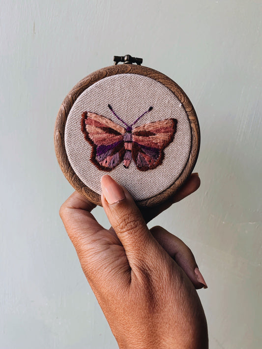 Vintage Butterfly Embroidery Hoop / Hanging