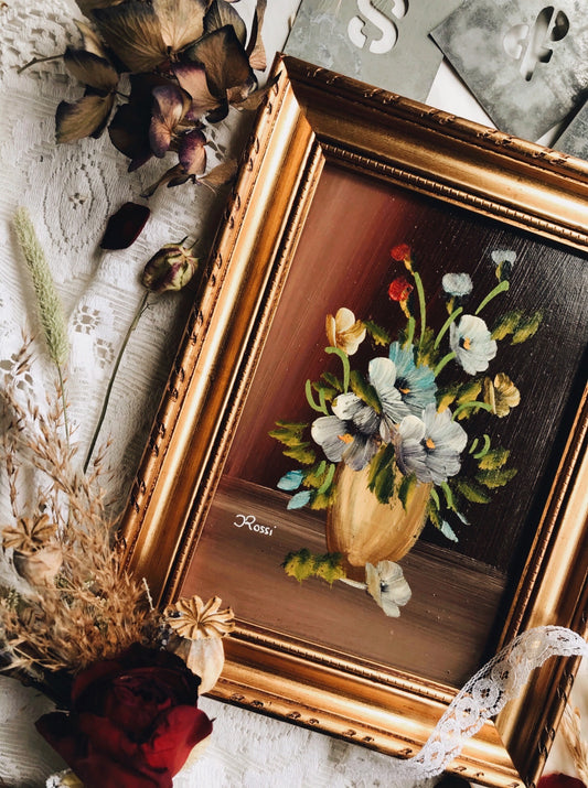 Vintage Rossi Floral Oil Painting