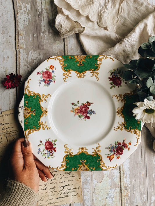Vintage Windsor Gilt & Rose Plate