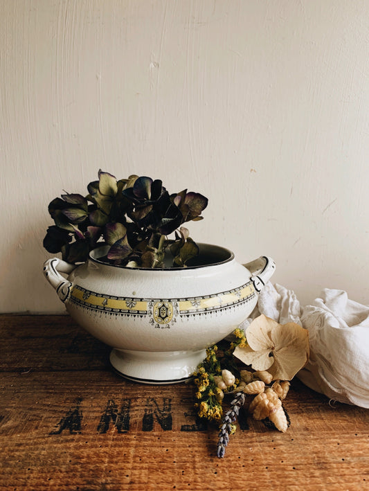 Antique Burleigh Yellow Decorative Trim Tureen