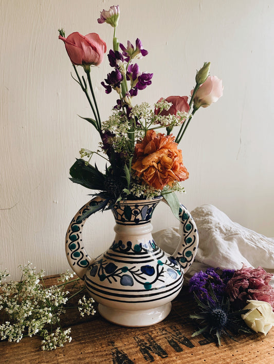 Vintage European Hand~painted Decorative Urn Vase