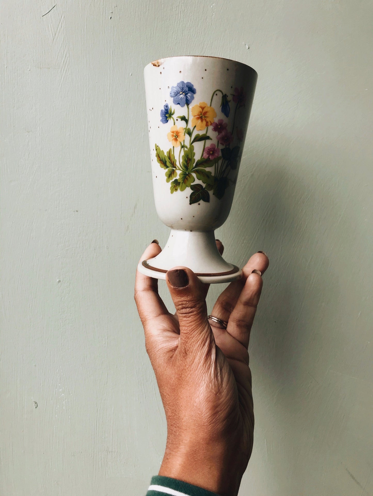 Vintage Floral Speckle Ceramic Tea Goblets (sold separately)