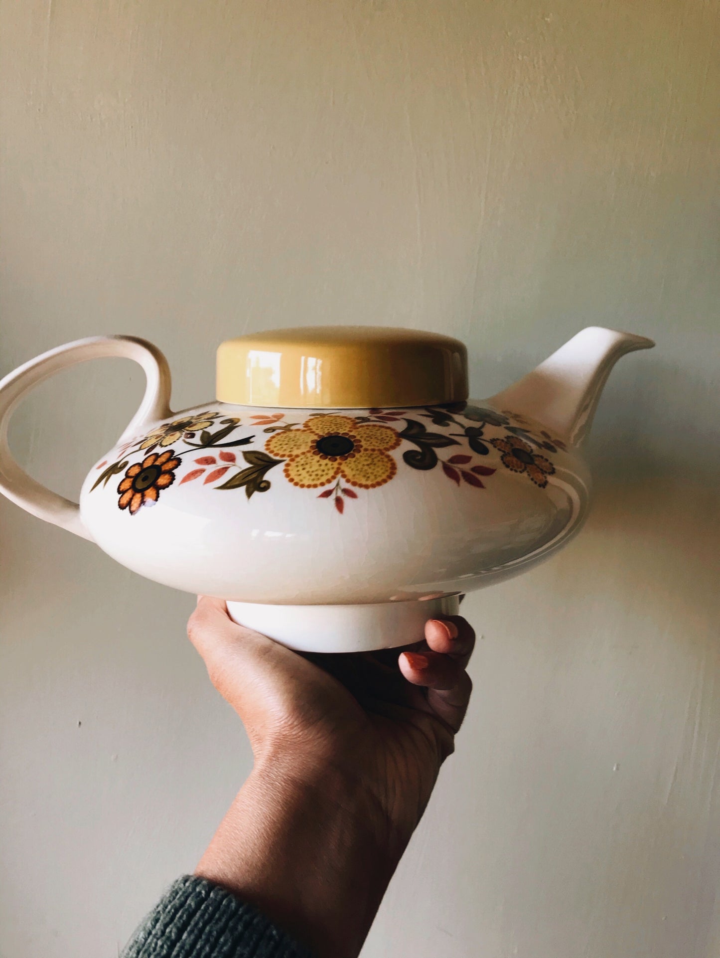 Large Vintage Ridgway Floral Teapot
