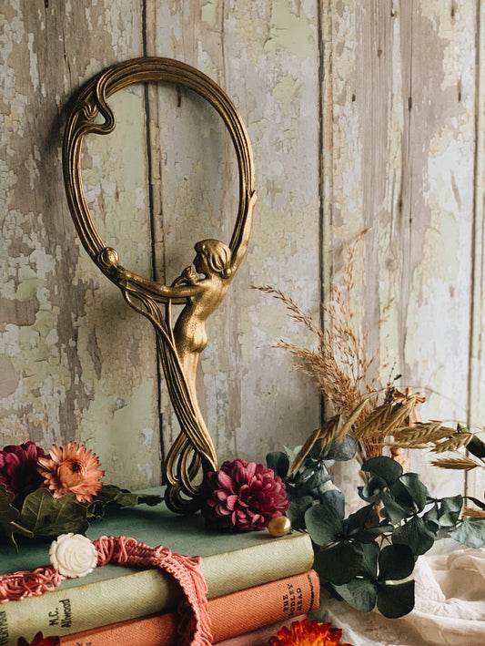 Antique Brass Art Deco Mirror Frame